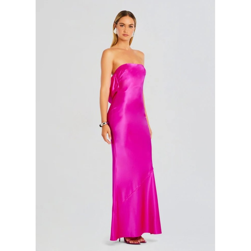 Retrofête Keaton Silk Maxi Dress‎ Neon Pink Size L NWT - Picture 5 of 8